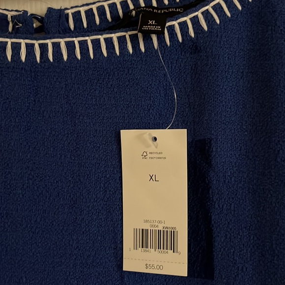 NWT Banana Republic royal blue and white sleeveless shirt XL - Picture 3 of 3